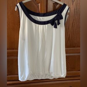 LOFT Sleeveless Blouse with Bow Detail – Size XL